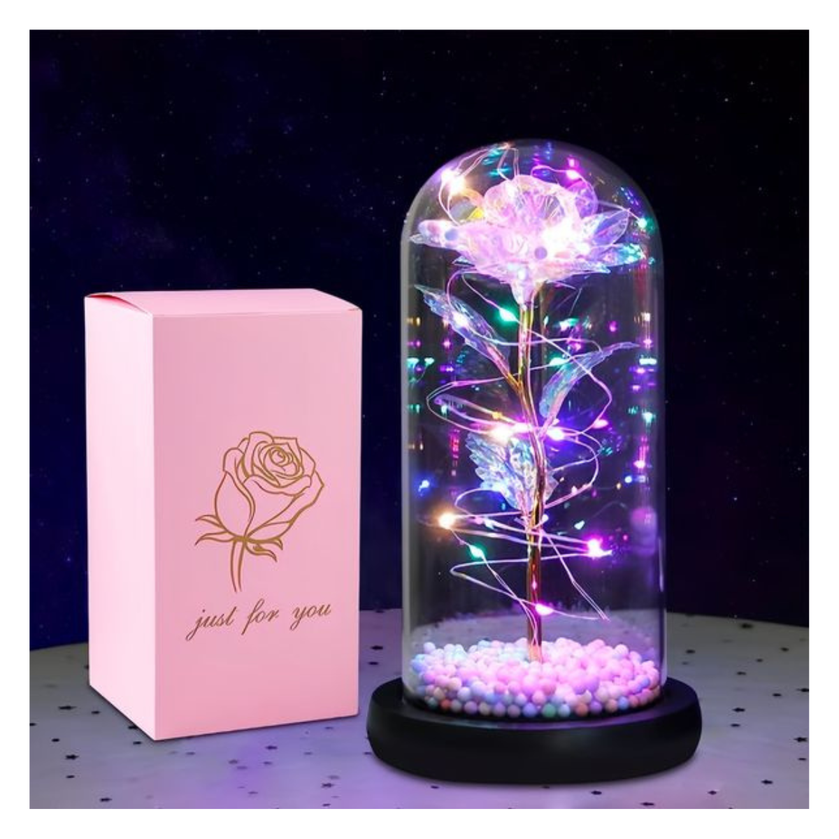 Rosa de Navidad LED Cúpula de Cristal